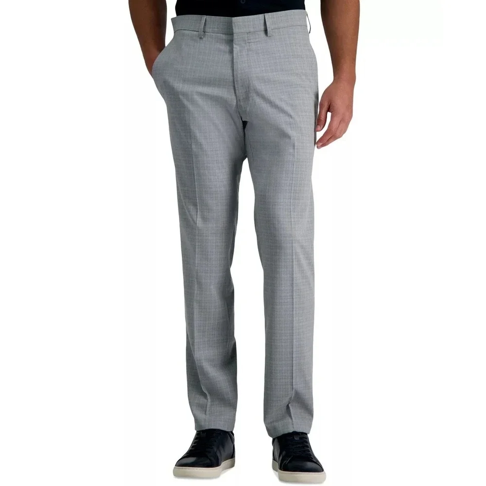 Kenneth Cole‎ Reaction Mens Slim Fit Check Dress Pants Grey Size 30W 30L